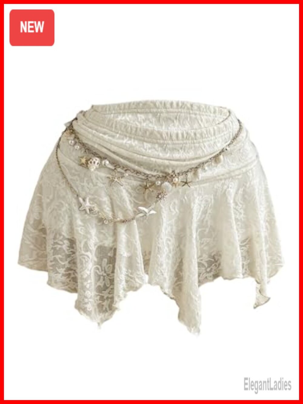 Women's Boho Ruffle Lace Asymmetrical Mesh Flowy Mini Skort